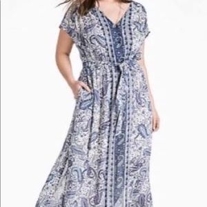 Lucky Brand Border Print Maxi Dress with Pockets!